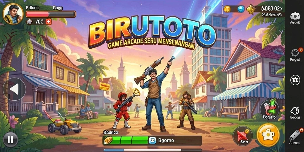 Tampilan gameplay seru BIRUTOTO menantang keterampilan pemain.