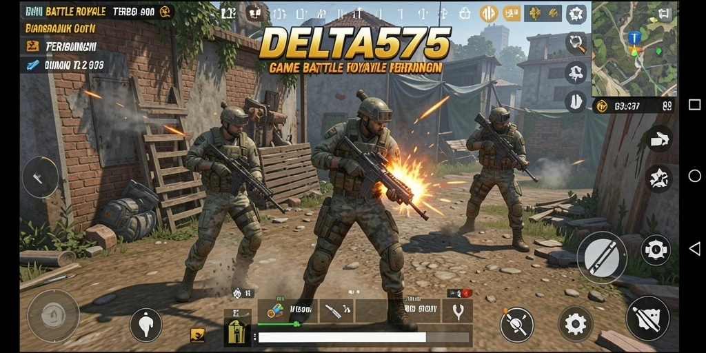 Tampilan seru saat beraksi di DELTA575, game Battle Royale yang mendebarkan.