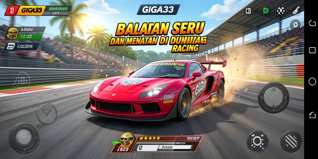 Gameplay seru GIGA33 dengan balapan yang mendebarkan.