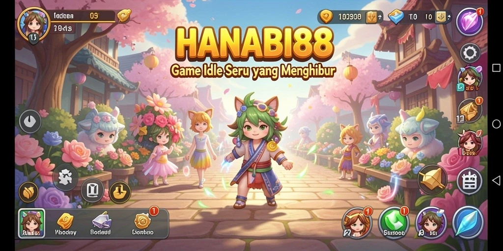 Tampilan gameplay Idle yang santai dan menghibur di HANABI88.
