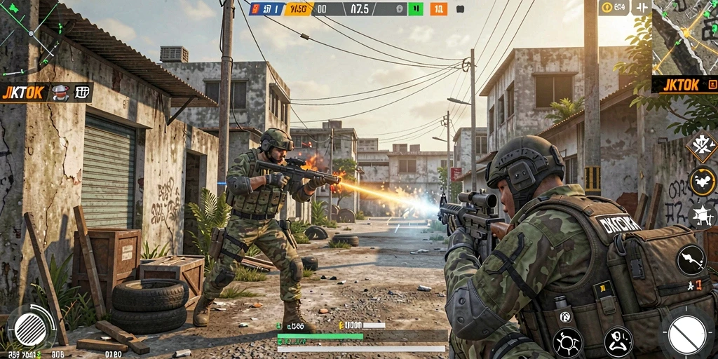 Screenshot gameplay JKTOK menampilkan pertempuran seru dan grafis yang menakjubkan.