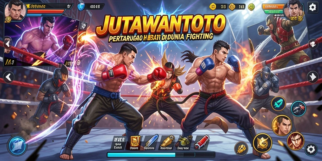 Tampilan gameplay menegangkan di JUTAWANTOTO dengan efek serangan yang mengesankan.