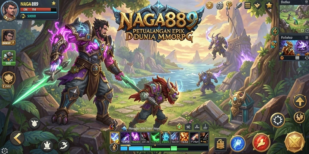 Tampilan gameplay NAGA889 yang menggambarkan aksi seru dalam MMORPG.