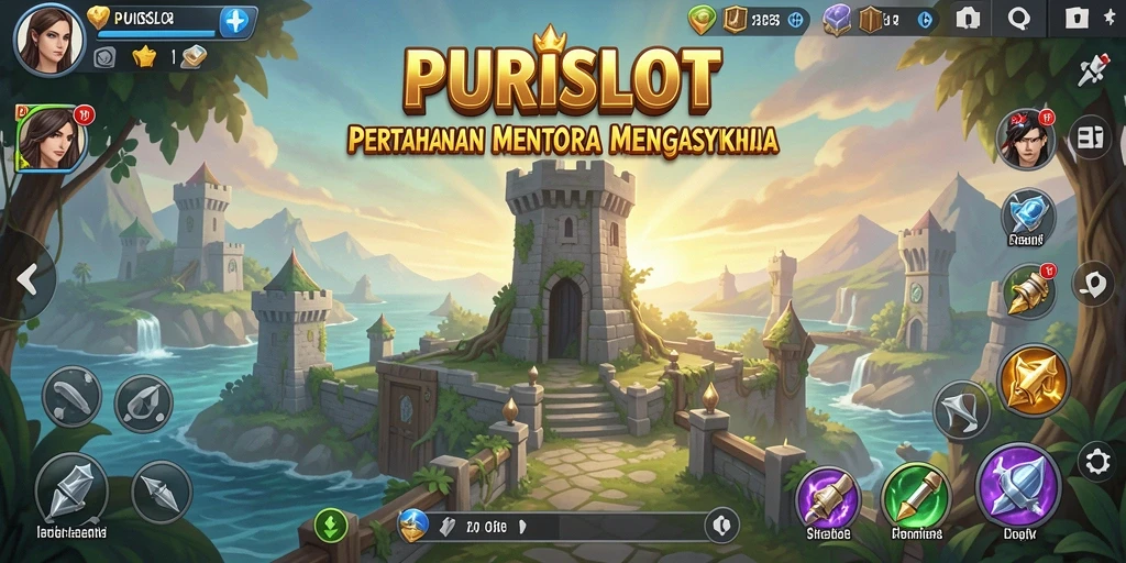 Tampilan dalam permainan PURISLOT dengan strategi Tower Defense yang intens.