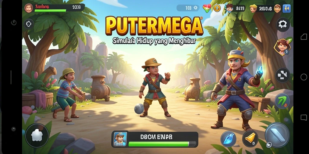 Tampilan screenshot utama PUTERMEGA yang menunjukkan gameplay simulasi yang seru.