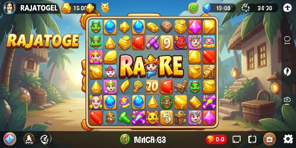 Gameplay seru RAJATOGEL dalam aksi Match-3 yang menyenangkan.