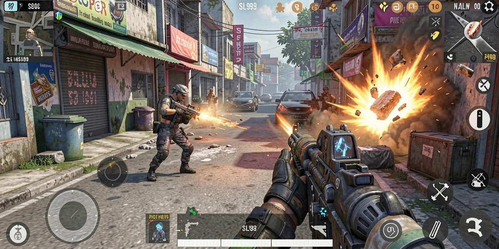 Gameplay mendebarkan di SL999 dengan aksi tembak-menembak yang intens.