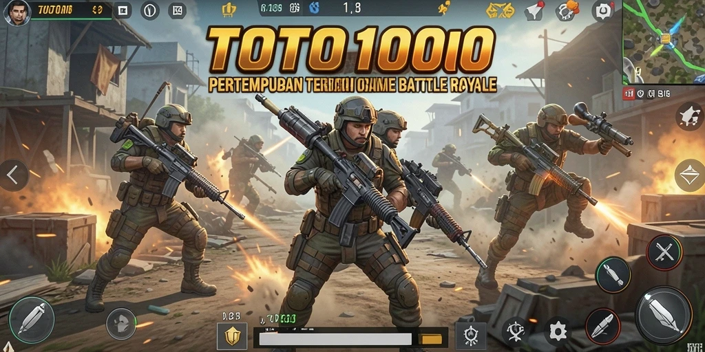 Screenshot gameplay TOTO1000 menampilkan pertempuran intens di medan tempur.