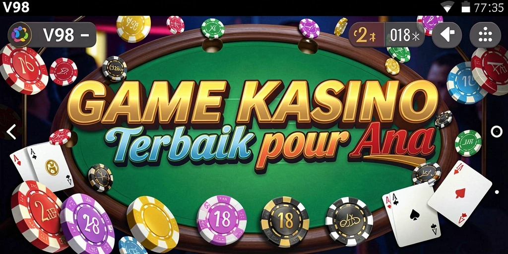 Tampilan screenshot V98 menunjukkan keseruan bermain Kasino secara daring.