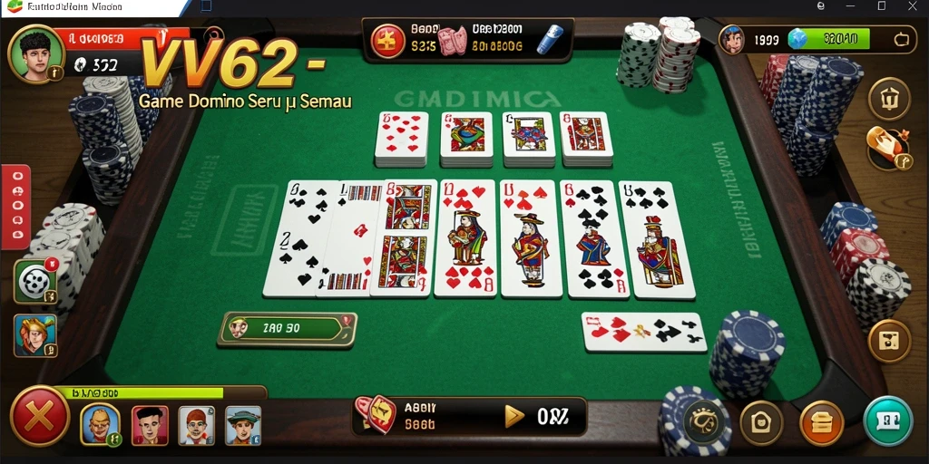 Screenshot gameplay VV62 menampilkan pertempuran domino yang seru.